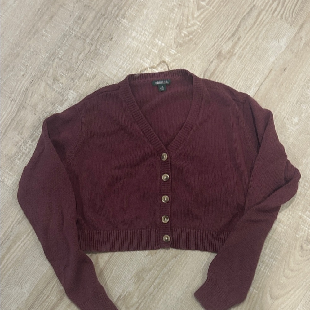 Wild Fable Burgundy Button-Up Cardigan